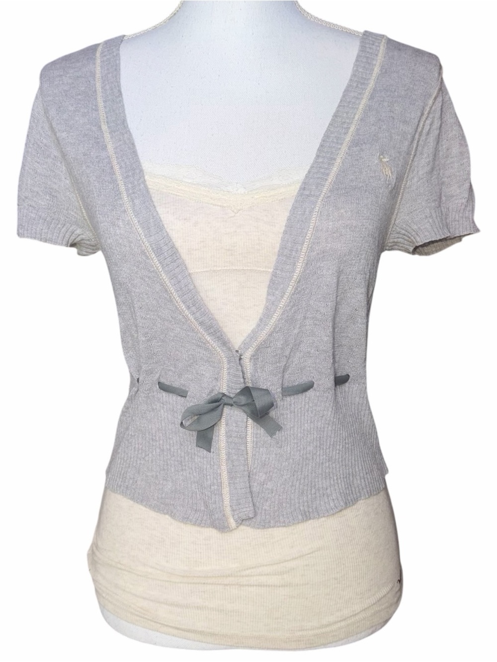 Y2K Abercrombie Knit Short Sleeve Lightweight Cardigan